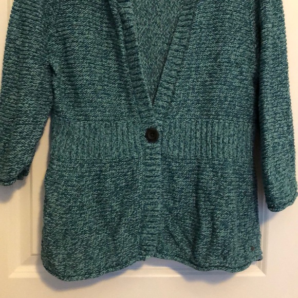 Eddie Bauer cardigan in teal w 3/4 sleeves - Picture 2 of 6
